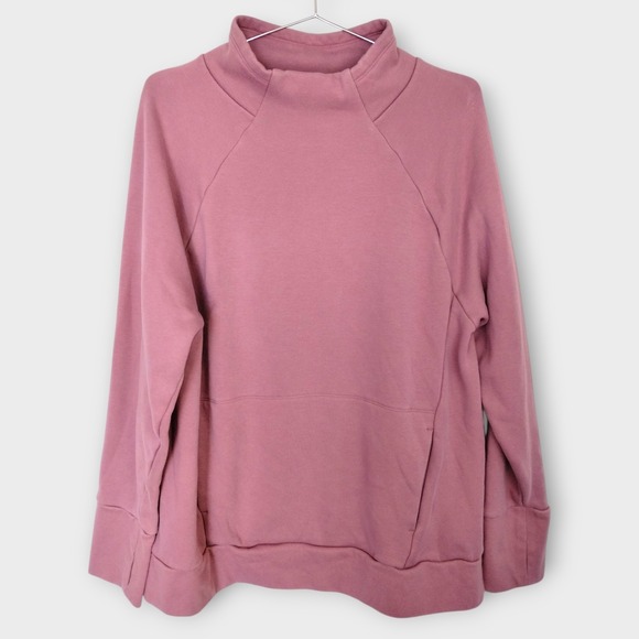 Fabletics XXL Pullover Sweatshirt Tall Neck Long Sleeve Mauve Pocket Athleisure - Picture 2 of 14